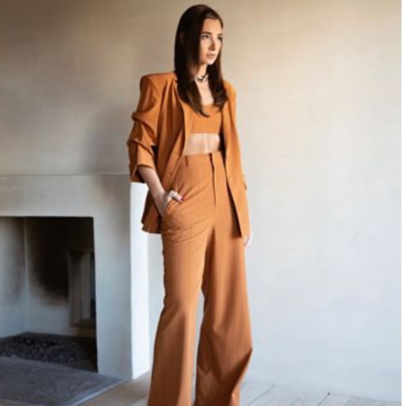 Danielle Bernstein Pants - Danielle Bernstein WeWoreWhat set in honey ginger